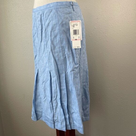 NWT Kasper Light Blue Linen Skirt Size 10 - Picture 3 of 8